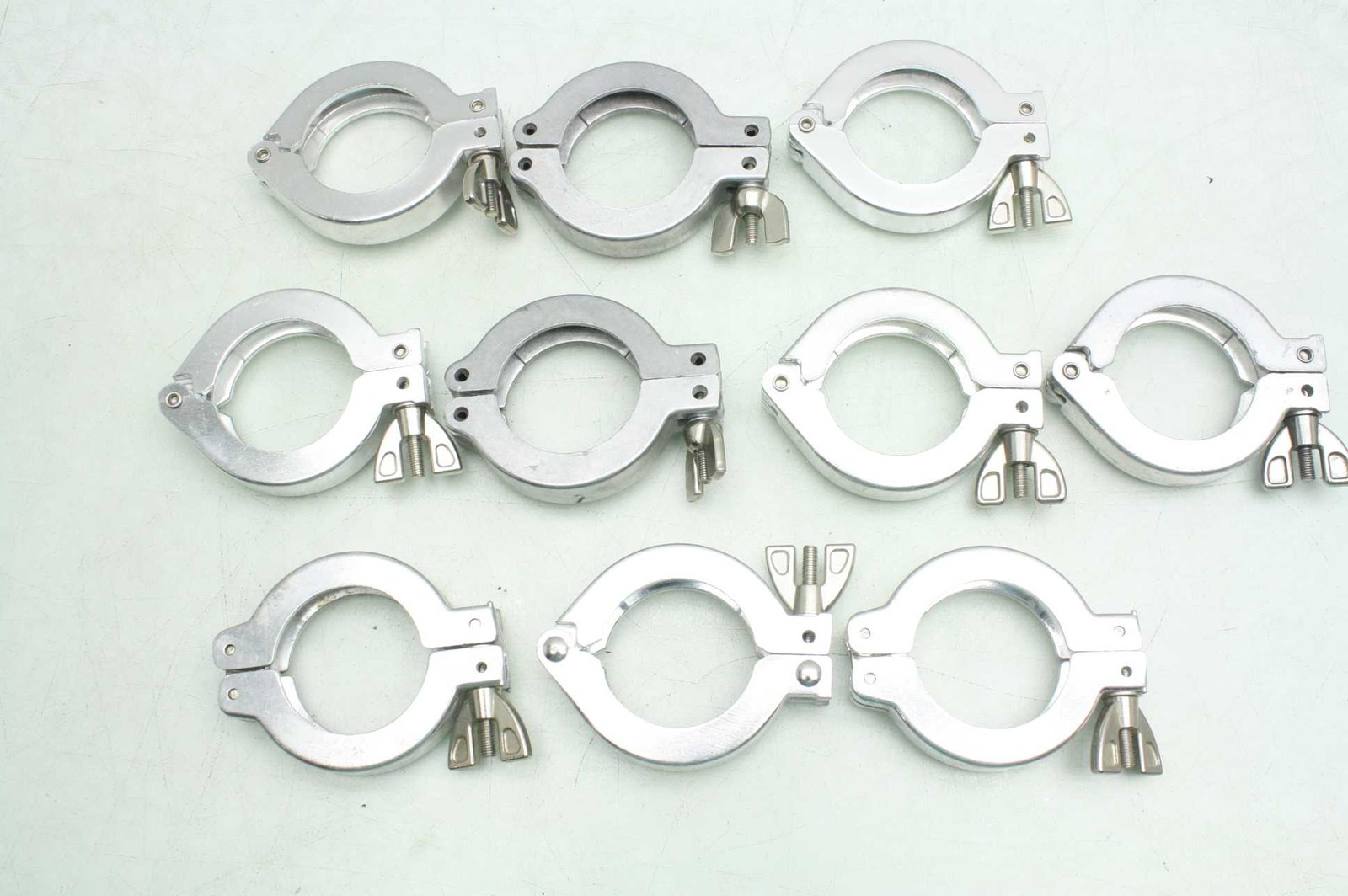 Lot of 10 Aluminum Sanitary Clamps / 2" / 2 Inches - Used