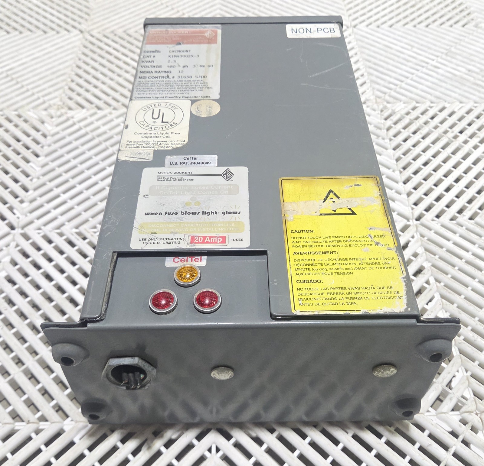 Myron Zucker KIM43002X-3 2.5kVAR 480V 3Ph CALMOUNT Cap Bank Used - Used - Image 5