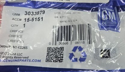 New Genuine GM 3033879 Air Conditioner Orifice Tube 15-5151 - New - Image 6