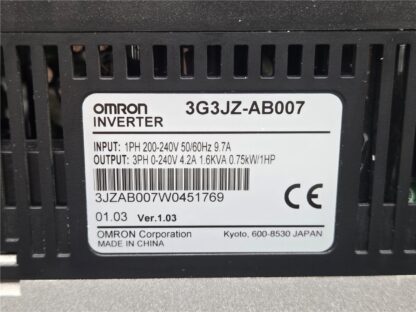 Omron SysDrive 3G3JZ Inverter Drive 3G3JZ-AB007 - Used - Image 8