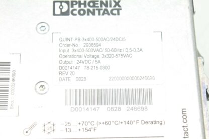 Phoenix Contact Quint-PS-3x400-500AC/24DC/5 Power Supply / 24VDC /5A PSU DIN - Used - Image 24