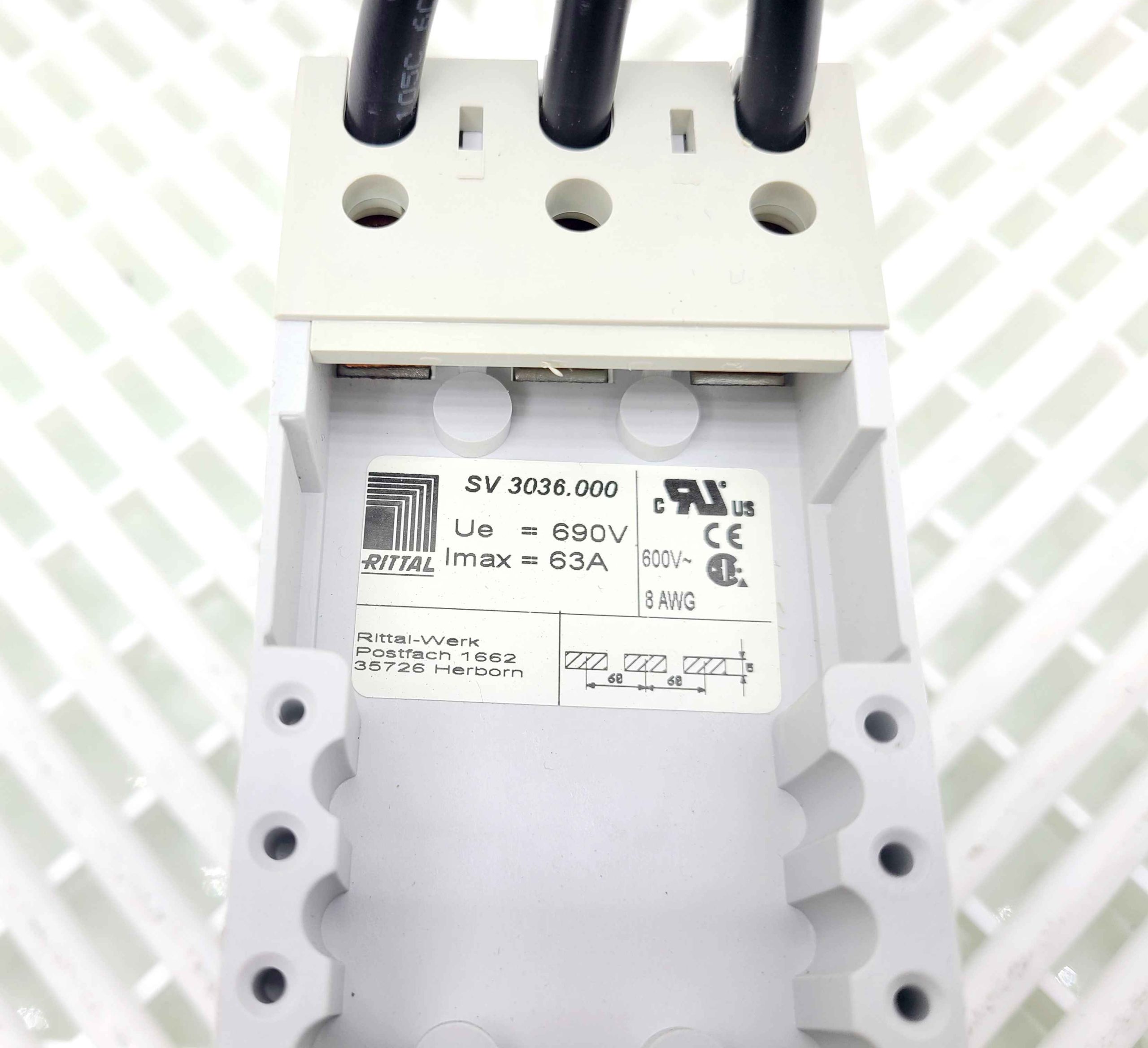 Rittal SV 3036.000 OM Adapters 690VAC 63A 3-Pole Busbars w/ Cables - Used - Image 11