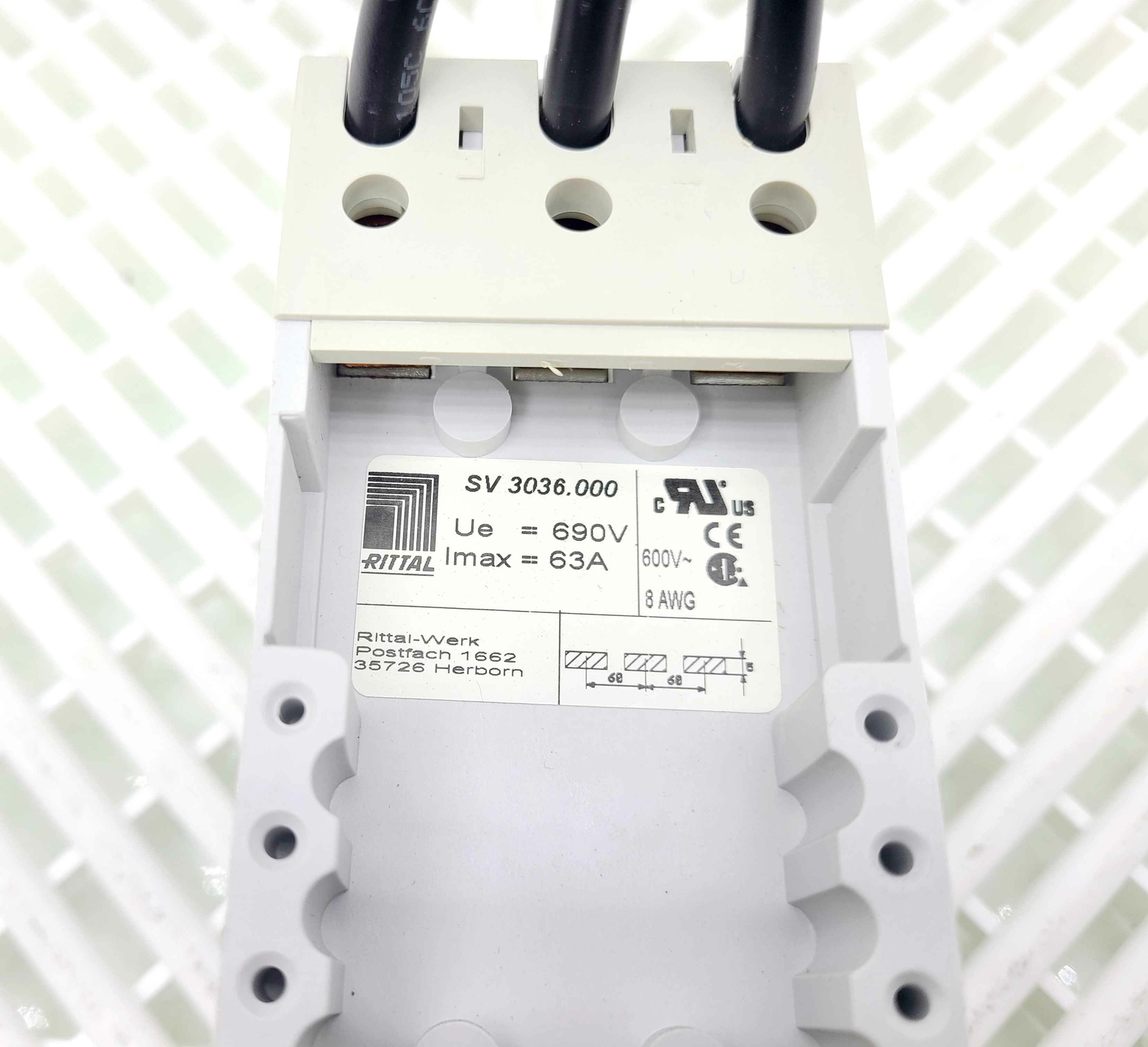 Rittal SV 3036.000 OM Adapters 690VAC 63A 3-Pole Busbars w/ Cables - Used - Image 5