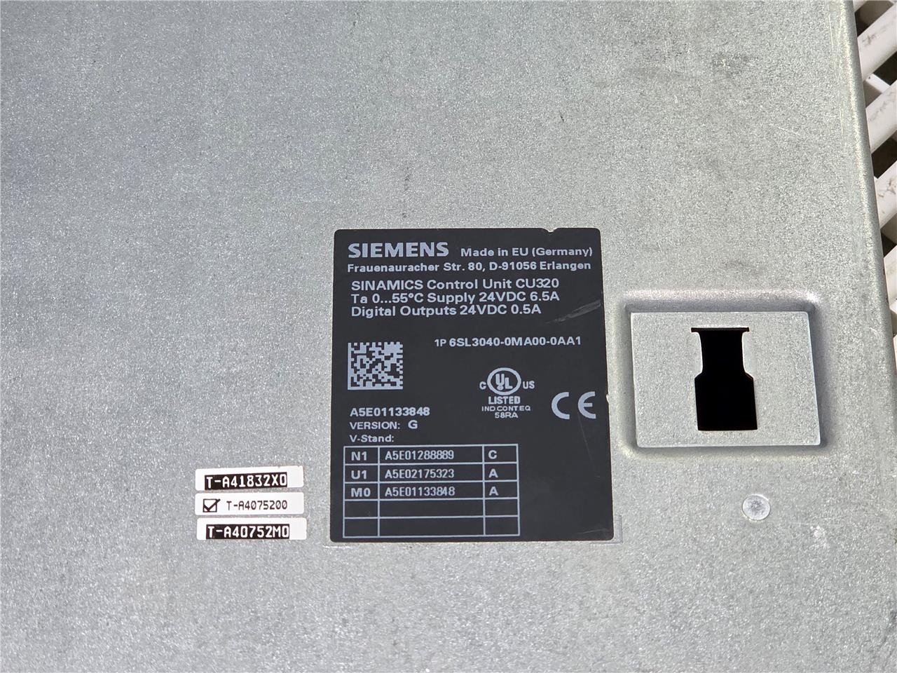 Siemens Sinamics Control Unit CU320 6SL3040-0MA00-0AA1 Version G - Used - Image 5