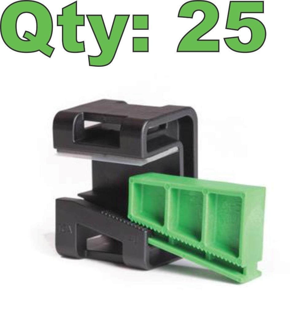 (25) HellermanTyton 151-01565 Panel Mount Wedge Clip Zip Tie Base 0 - 0.2" Range - New