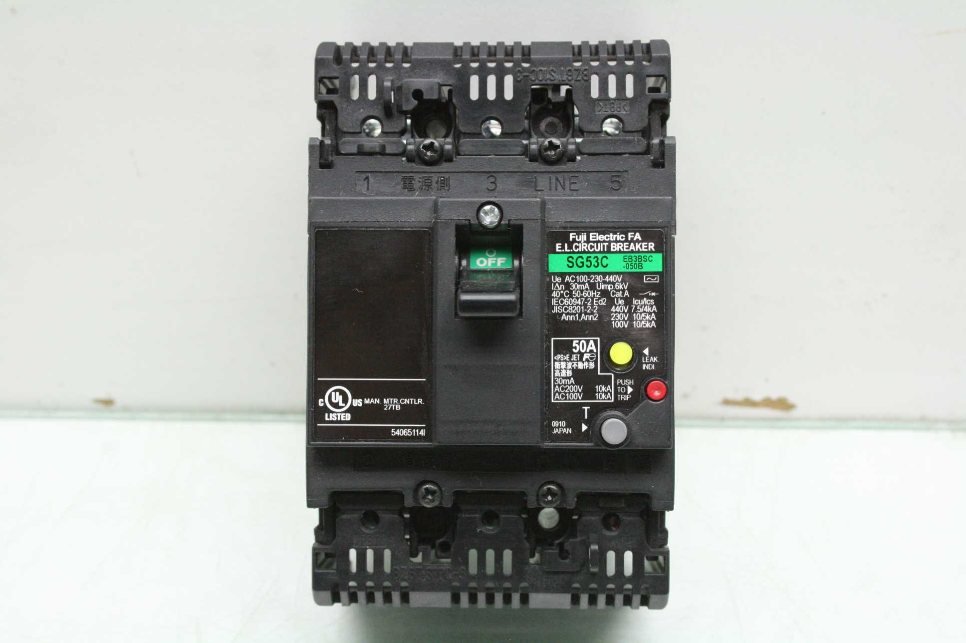 Fuji Electric SG53C-EB3BSC-050B Circuit Breaker 50A to 440V AC 3 Pole - Used - Image 11