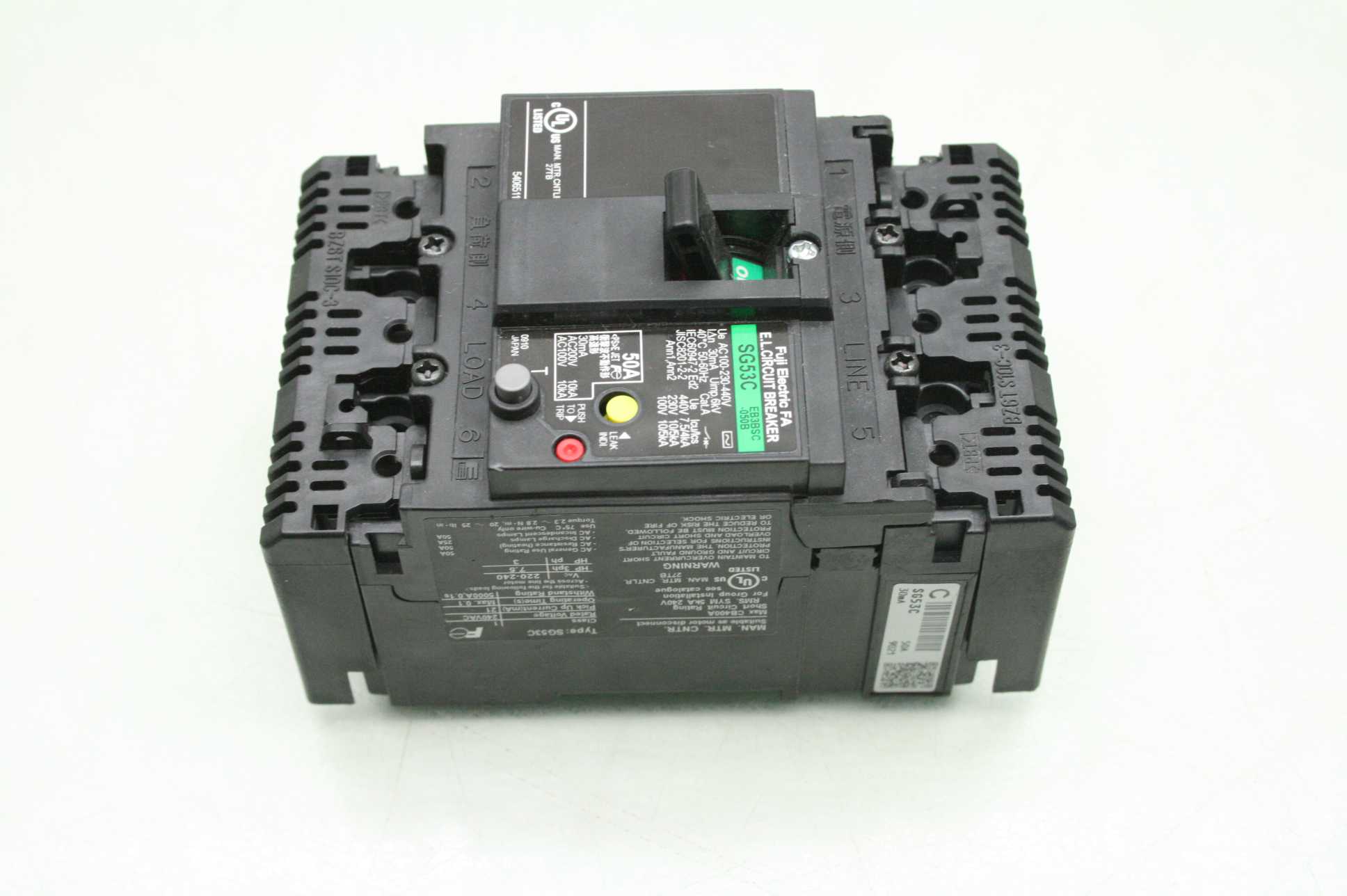 Fuji Electric SG53C-EB3BSC-050B Circuit Breaker 50A to 440V AC 3 Pole - Used - Image 12