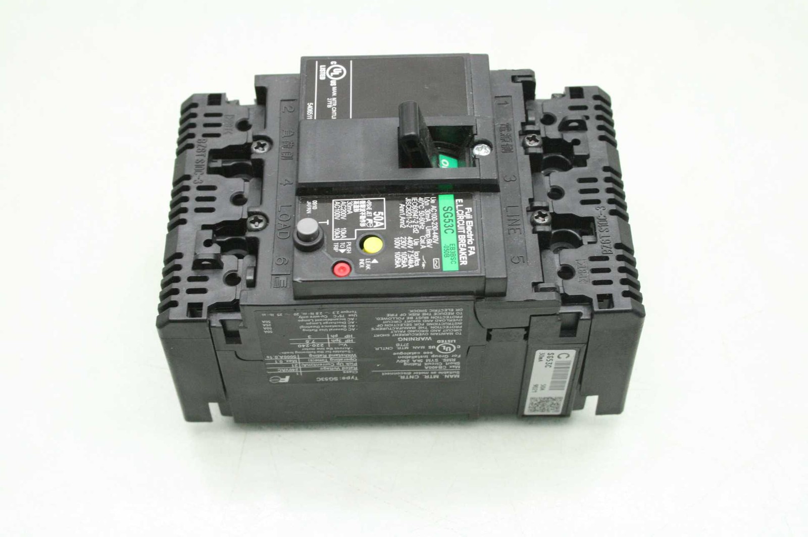 Fuji Electric SG53C-EB3BSC-050B Circuit Breaker 50A to 440V AC 3 Pole - Used - Image 6