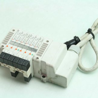 SMC VV5QC11-6 Slot Pneumatic Air Manifold (4) VQC1101-5E Solenoid Valves 24V DC - Used