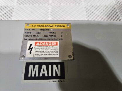 Siemens I-T-E Vacu-Break Switch VMS325B-R Break Switch 240VAC, 400A - Used - Image 7