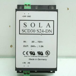 Sola SCD30 S24-DN Switching Power Supply DC-DC Converter, 30W, 24VDC, DIN Mount - Used