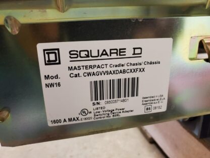 Square D Masterpact Breaker Cradle Chassis NW16 1600A CWAGVV9AXDABCXXFXX - Used - Image 14