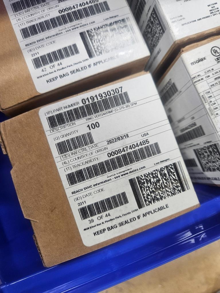 (100) Molex 0191930307 Tin Plated Copper Lug MX G2 2 AWG / 3/8" Hole - New - Image 7