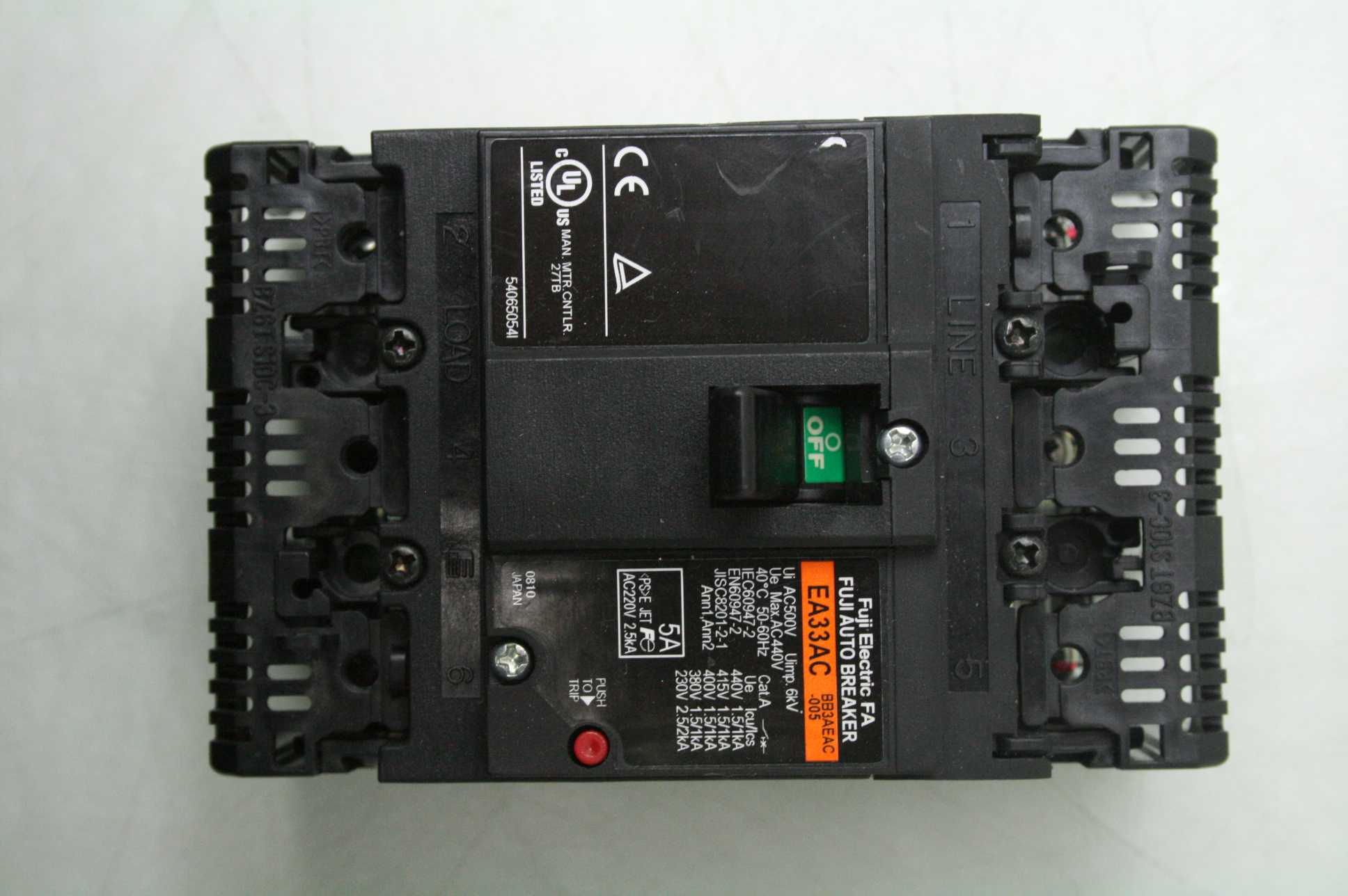5 Fuji Electric EA33AC-BB3AEAC-005 Three Pole Circuit Breaker 5A / 440V AC - Used - Image 14