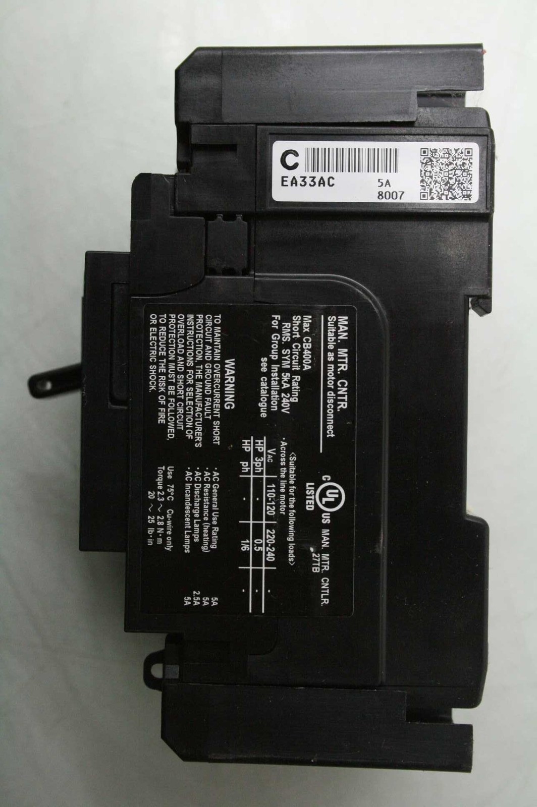 5 Fuji Electric EA33AC-BB3AEAC-005 Three Pole Circuit Breaker 5A / 440V AC - Used - Image 6