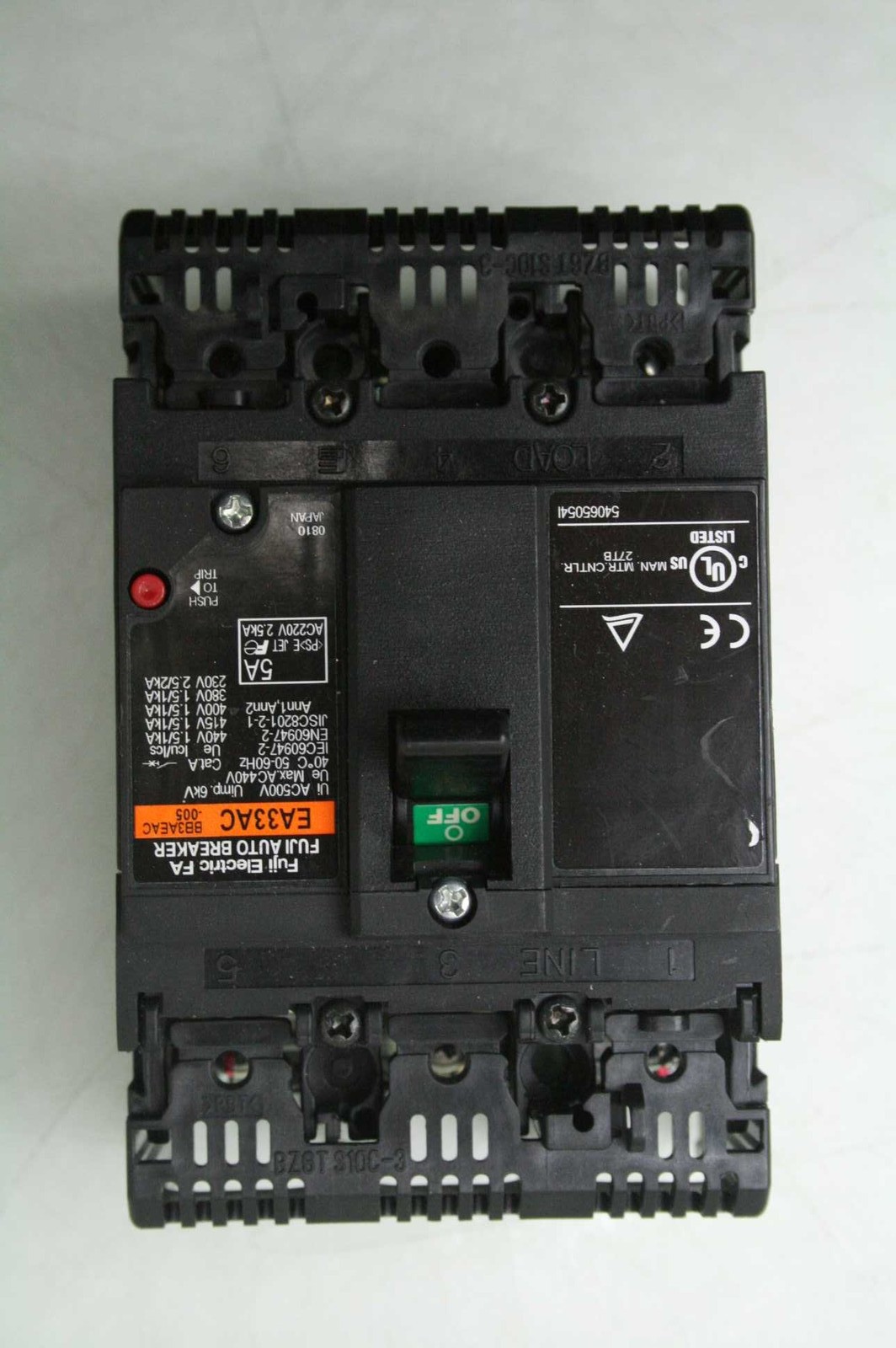 5 Fuji Electric EA33AC-BB3AEAC-005 Three Pole Circuit Breaker 5A / 440V AC - Used - Image 7