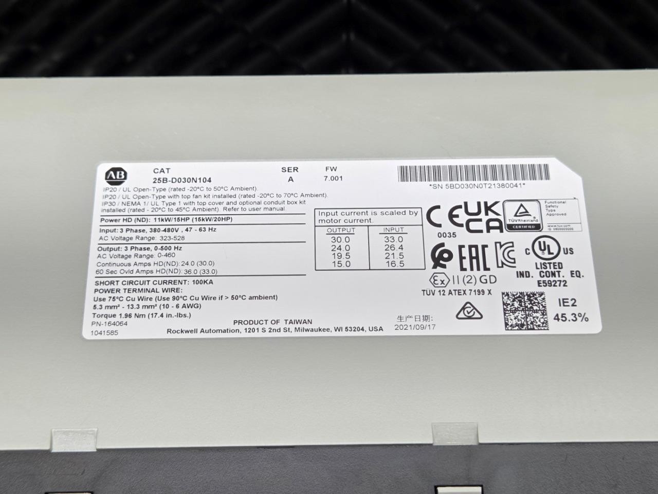 Allen-Bradley 25B-D030N104 Ser A PowerFlex 525 AC Drive 20HP w/Options US Stock - New other (see details) - Image 3