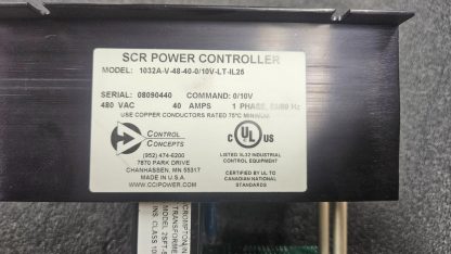 Control Concepts 1032A-V-48-40-0/10V-LT-IL25 SCR Power Controller 480V / 40A - New other (see details) - Image 12