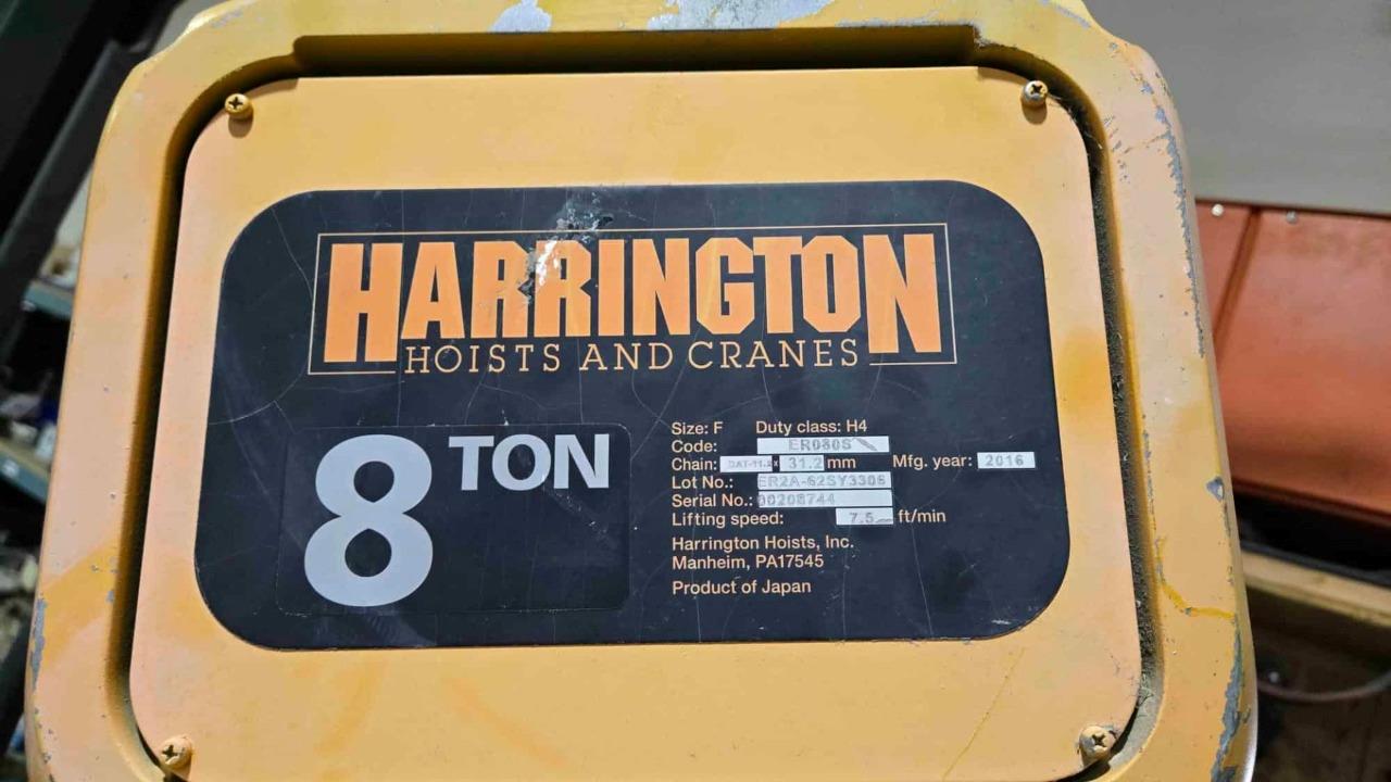 Harrington ER080S-20 Chain Hoist 16,000 lbs / 7.5 FPM / 20 ft Lift Ht / Pendant - Used - Image 17