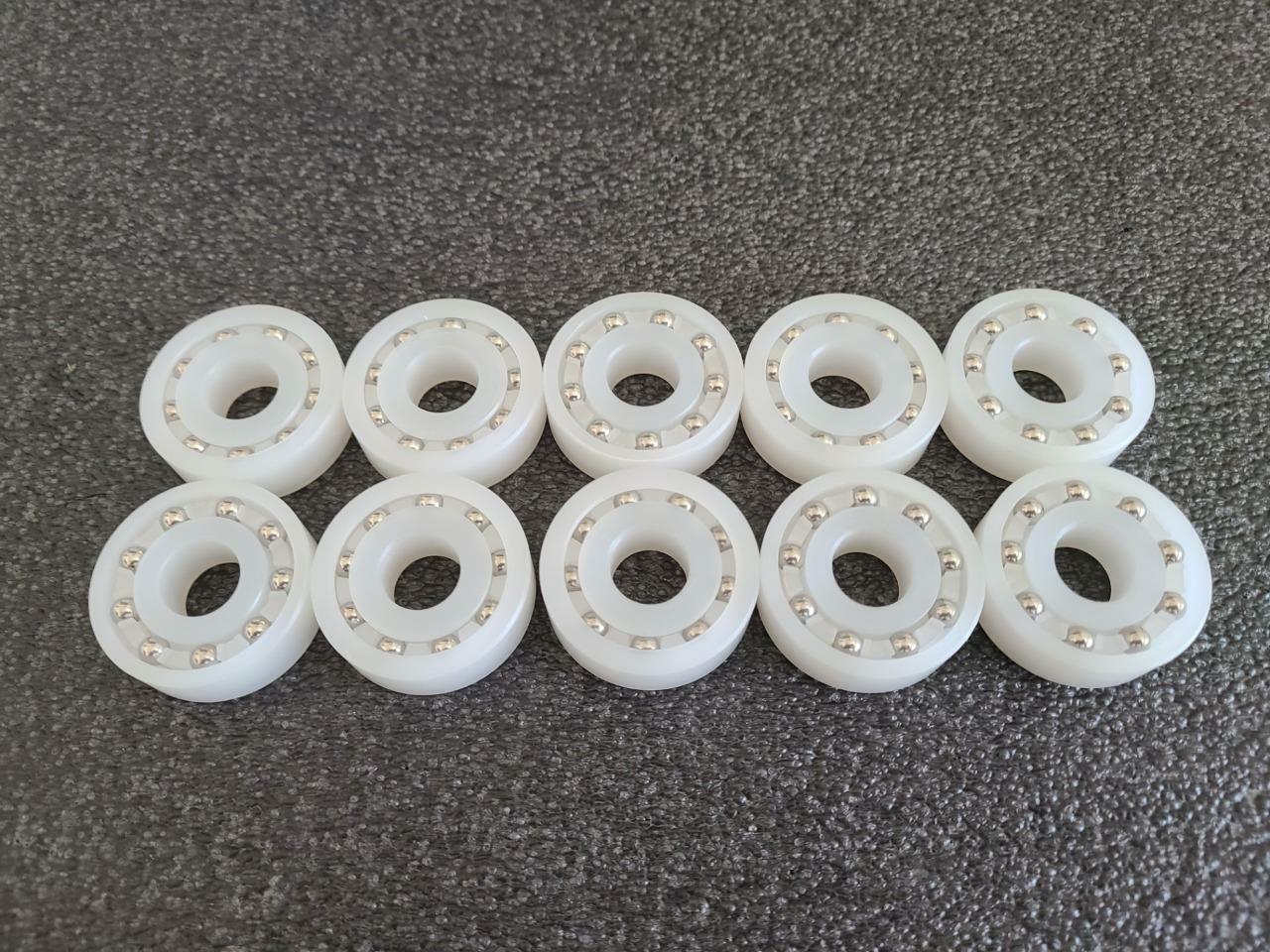 Lot of 10 Kynar KR10BDR-6-1/2 Plastic Radial Ball Bearings w/ SS316 Balls - New