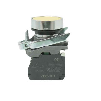New XB4BA55 22mm Yellow Non Illuminated Push Button Switch - New