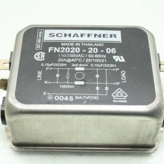 Schaffner FN2020-20-06 Power Line Filter, 110/250VAC / 50-60Hz, 20A - Used