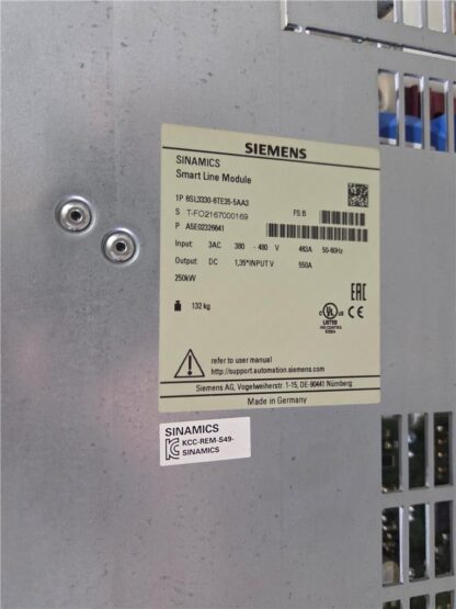 Siemens 6SL3330-6TE35-5AA3 Smart Line Servo Rectifier Module 550A, 250kW - Used - Image 16