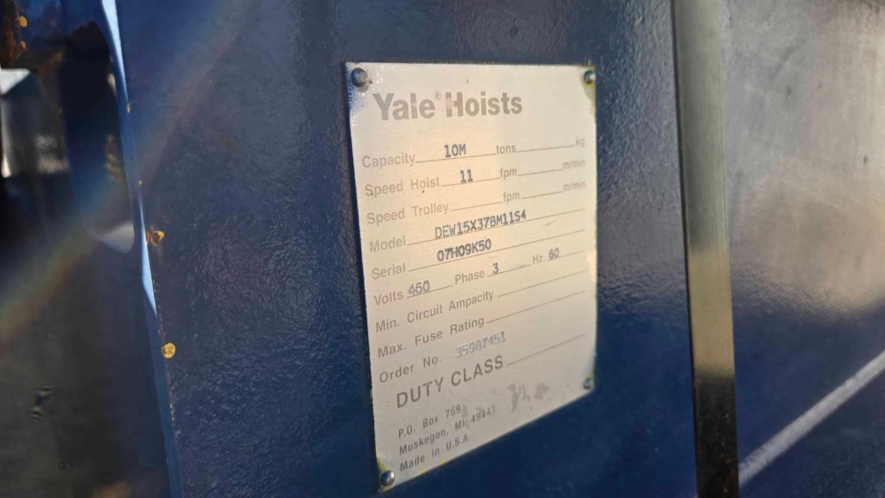 Yale DEW15-37BM11S4 Wire Rope Hoist 10 Metric Ton, 37 Ft. Lift, 460V 3-Phase - Used - Image 19