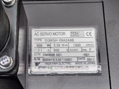 Yaskawa SGMGH-09A2A6B AC Servo Motor, 850W, 5.93 N-m, 200V, 7.1A, 1500 RPM - New other (see details) - Image 13