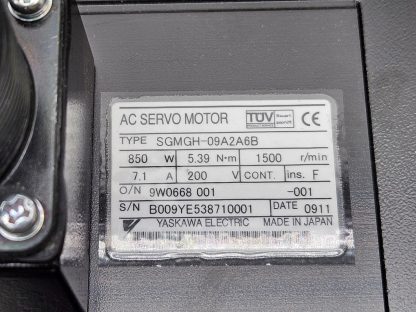 Yaskawa SGMGH-09A2A6B AC Servo Motor, 850W, 5.93 N-m, 200V, 7.1A, 1500 RPM - New other (see details) - Image 4