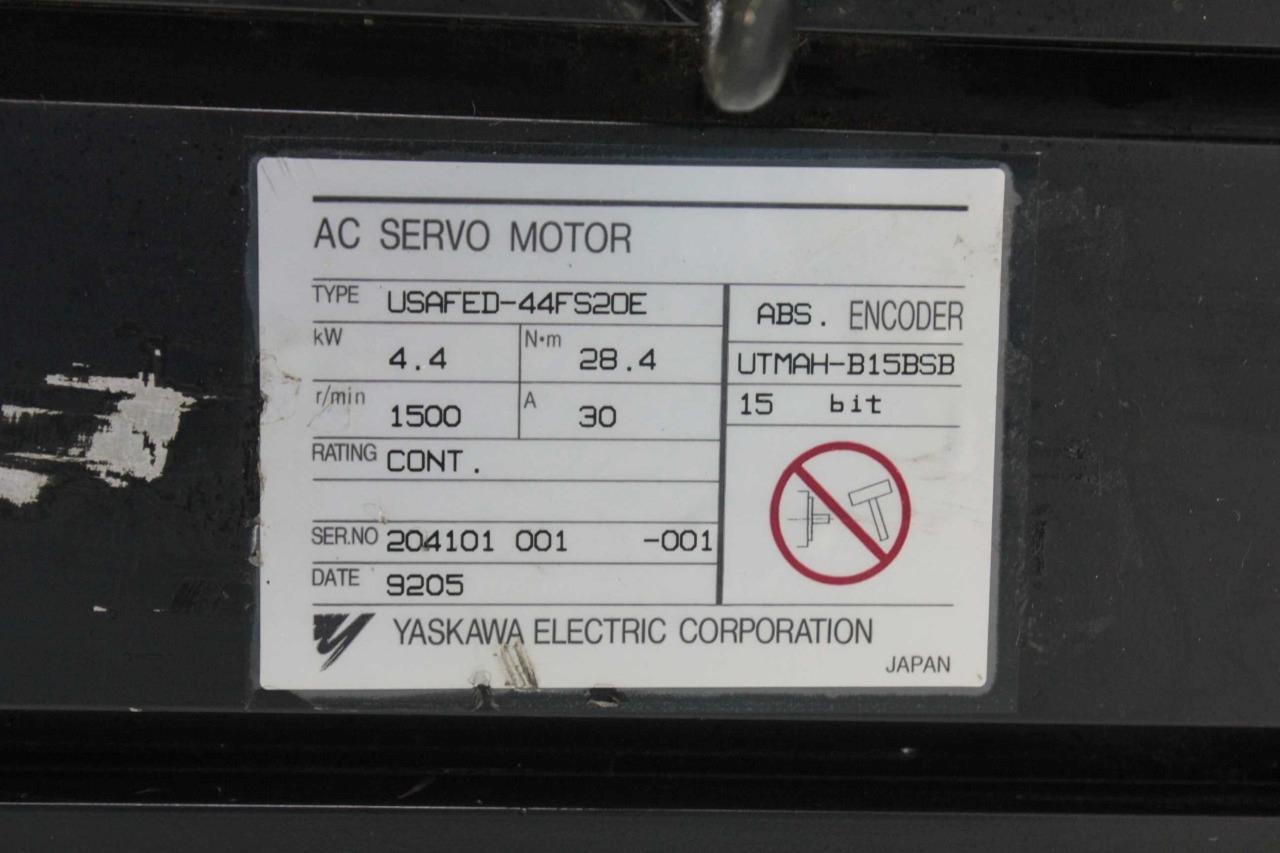 Yaskawa USAFED-44FS20E AC Servo Motor 4.4kW w/ UTMAH-B15BSB Encoder 1500RPM - Used - Image 6
