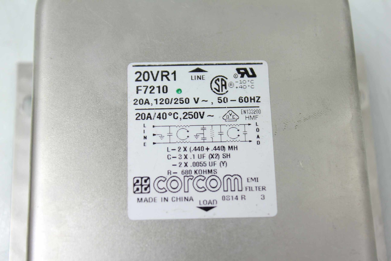 2 Corcom 20VR1 EMI AC Line Filters 120/250V @ 20A - Used - Image 3