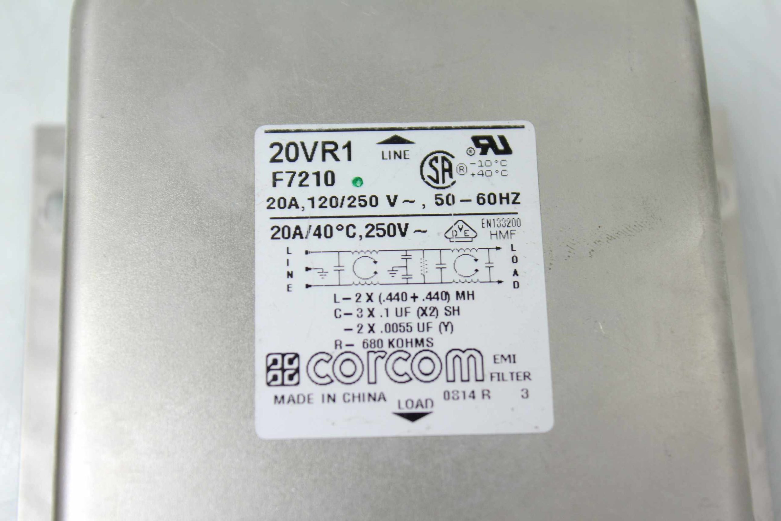 2 Corcom 20VR1 EMI AC Line Filters 120/250V @ 20A - Used - Image 10