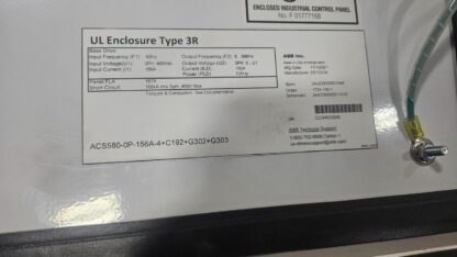 2021 ABB ACS580-0P-156A Enclosed VFD Drive 125 HP / 460V AC Three Phase - Used - Image 6