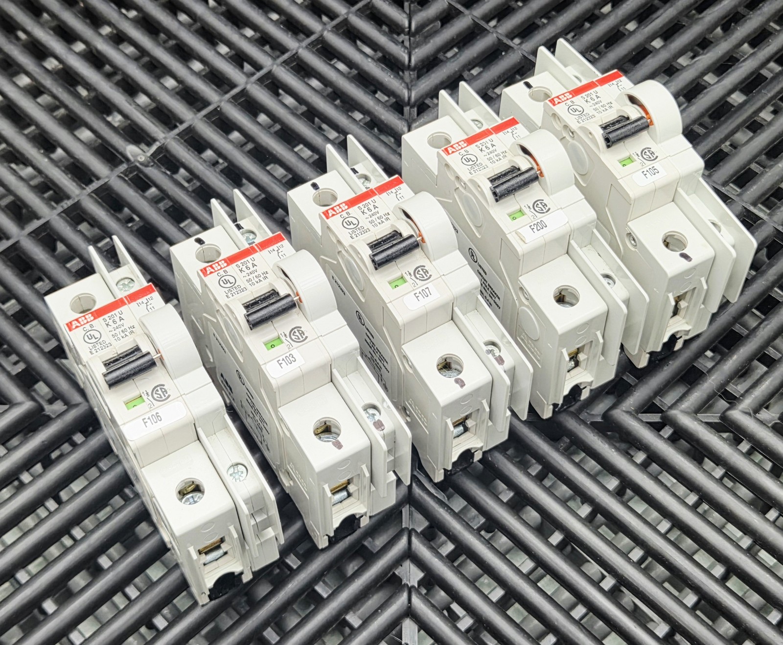 ABB S201U-K6A 6A 240V 1P K-Curve MCB Circuit Breaker Used Lot of 5 - Used