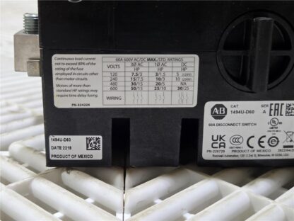 Allen-Bradley 1494U-D60 Disconnect Switch 60A w/ Hoffman Nvent AID1412 Enclosure - Used - Image 13