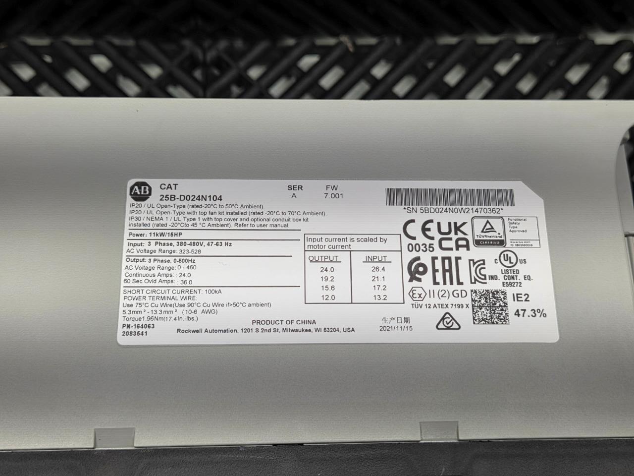 Allen-Bradley 25B-D024N104 Ser A PowerFlex 525 AC Drive 15HP w/ 25-COMM-E2P, USA - New other (see details) - Image 18