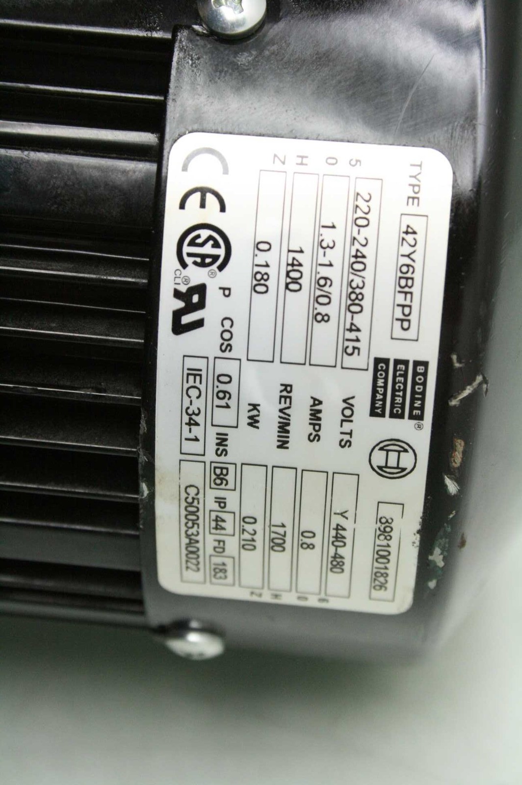 Bodine 42Y6BFPP Hollow Hex Shaft Gear Motor Bosch 3842503065 Worm Reducer 10:1 - Used - Image 9