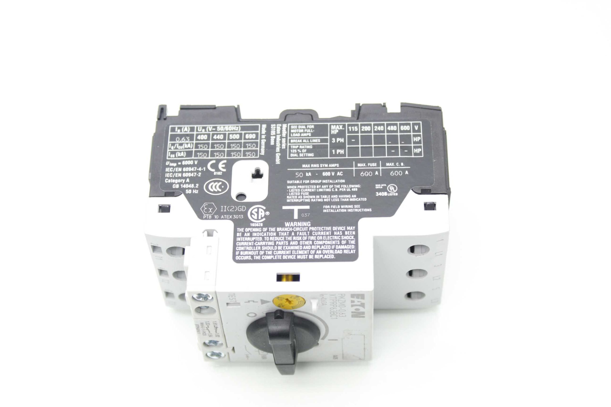 Eaton PKZM0-0,63 Thermal Magnetic Motor Protector 0.63 Amp, 3 Pole, 220-690 AC - Used - Image 11
