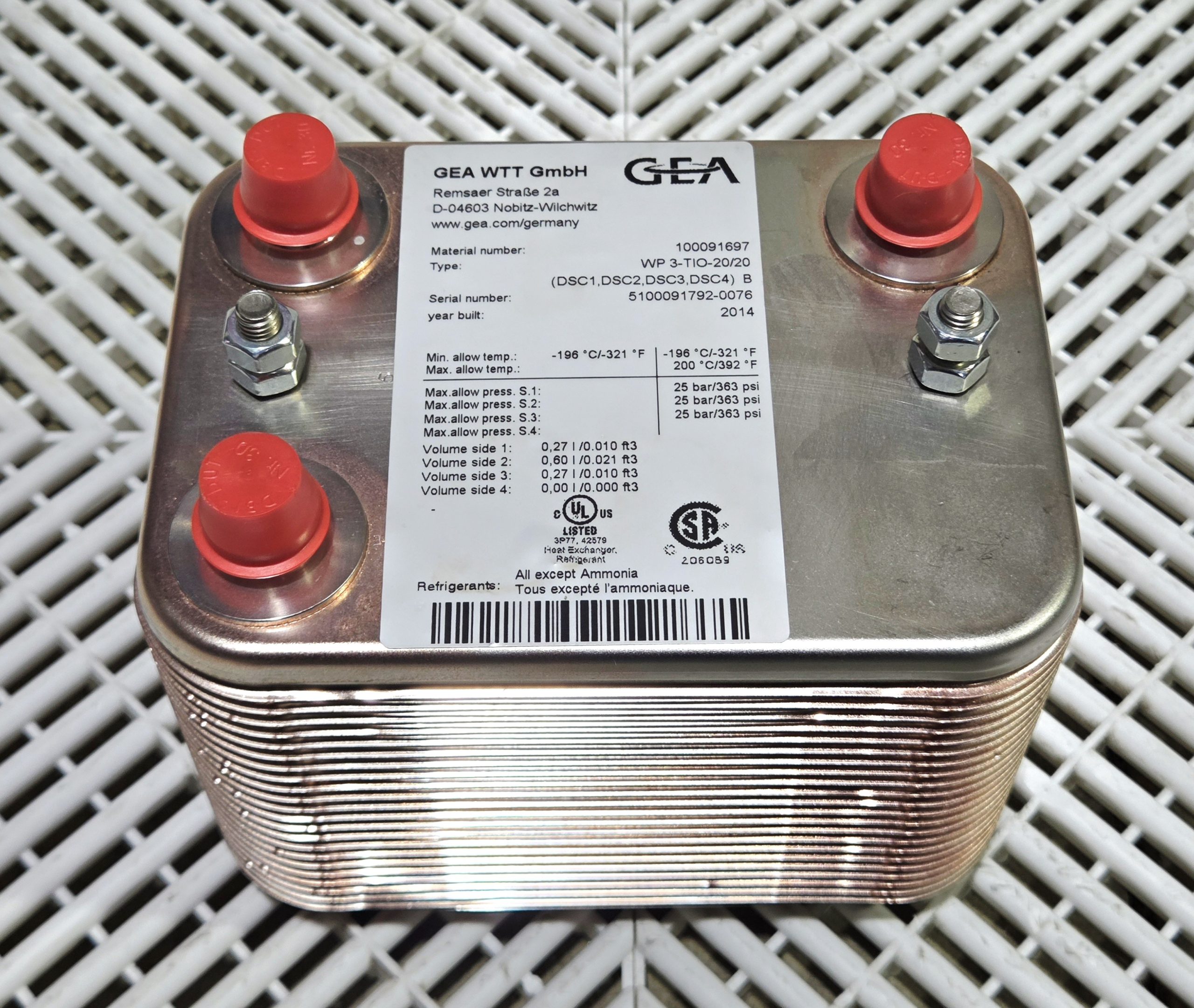 GEA WTT WP 3-TIO-20/20 Brazed Plate Heat Exchanger 363 PSI New - New - Image 11
