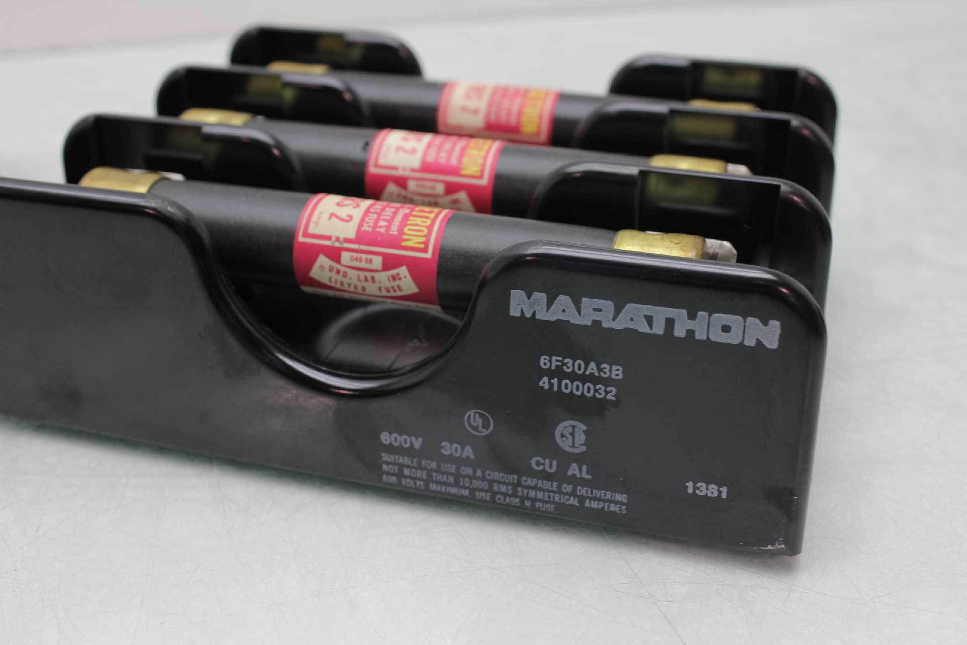 Lot of 3 Marathon 6F30A3B 3 Pole 30A / 600V Fuse Holder 6 Fusetron FRS-2 Fuses - Used - Image 18