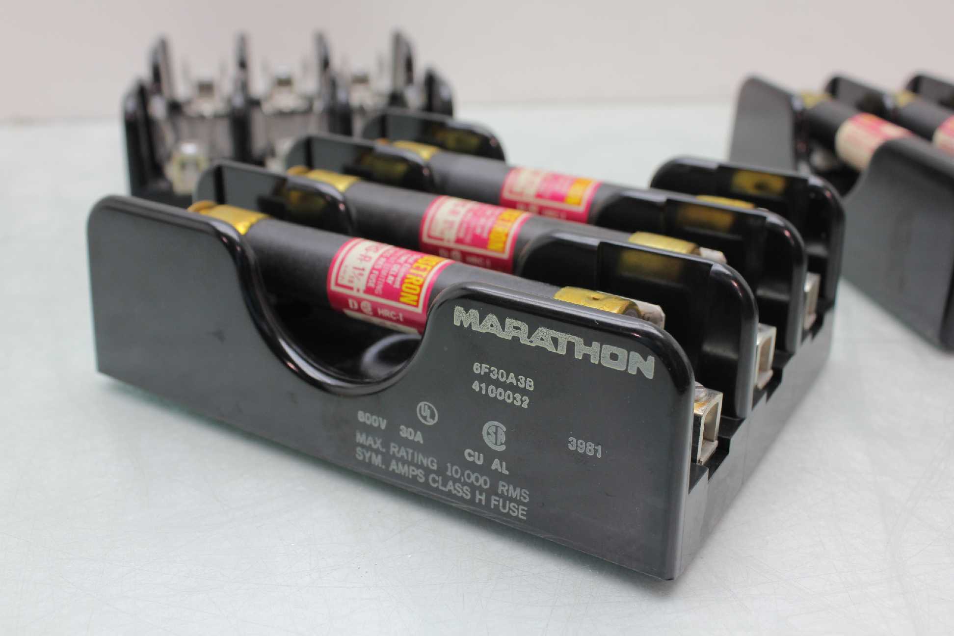 Lot of 3 Marathon 6F30A3B 3 Pole 30A / 600V Fuse Holder 6 Fusetron FRS-2 Fuses - Used - Image 22