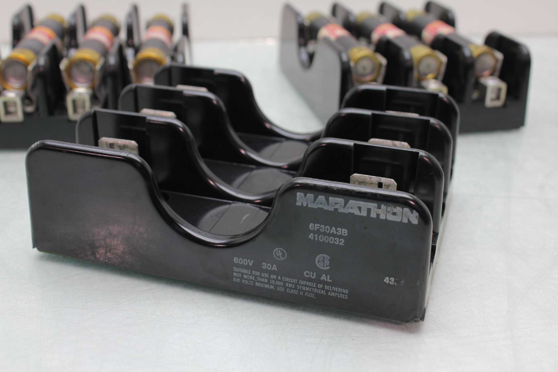 Lot of 3 Marathon 6F30A3B 3 Pole 30A / 600V Fuse Holder 6 Fusetron FRS-2 Fuses - Used - Image 27