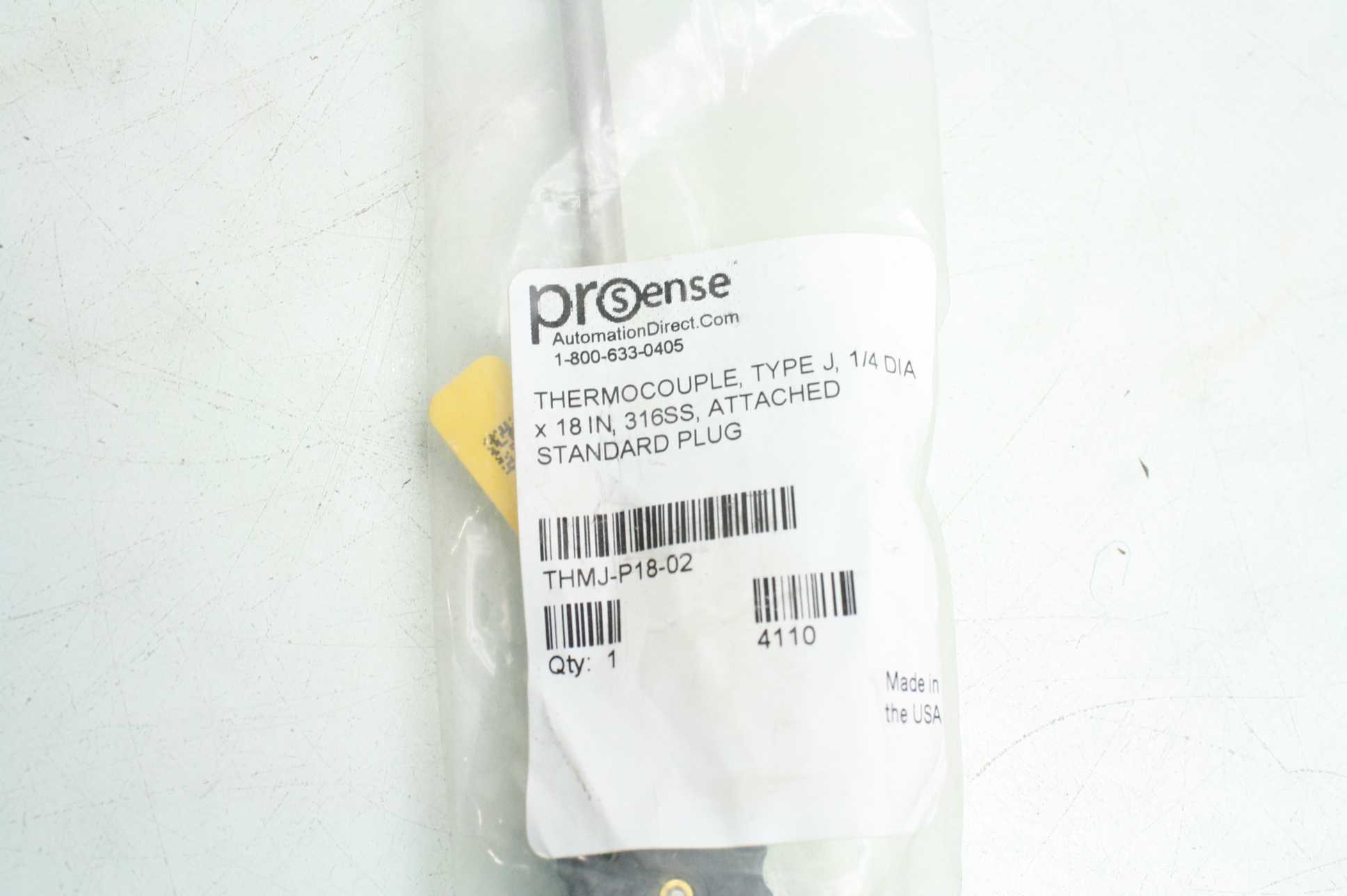 New Automation Direct THMJ-P18-02 Type J Thermocouple Probe / 18" / 316SS - New - Image 10