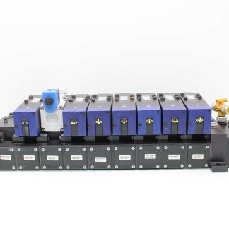 Parker H2EVXBG0B9C (Qty 1)/ H2E67BKCB9B (Qty 7) Solenoid Valves with Manifold  - Used