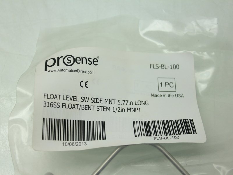 Prosense FLS-BL-100 Horizontal Side Mount 316SS Float Level Switch 1/2'' NPT - New - Image 8