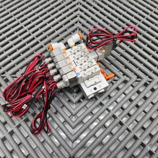 SMC (4)SYJ3133-5L0U, (1)SYJ3433-5L0U, 6-Station Valve Assembly Manifold Block - Used