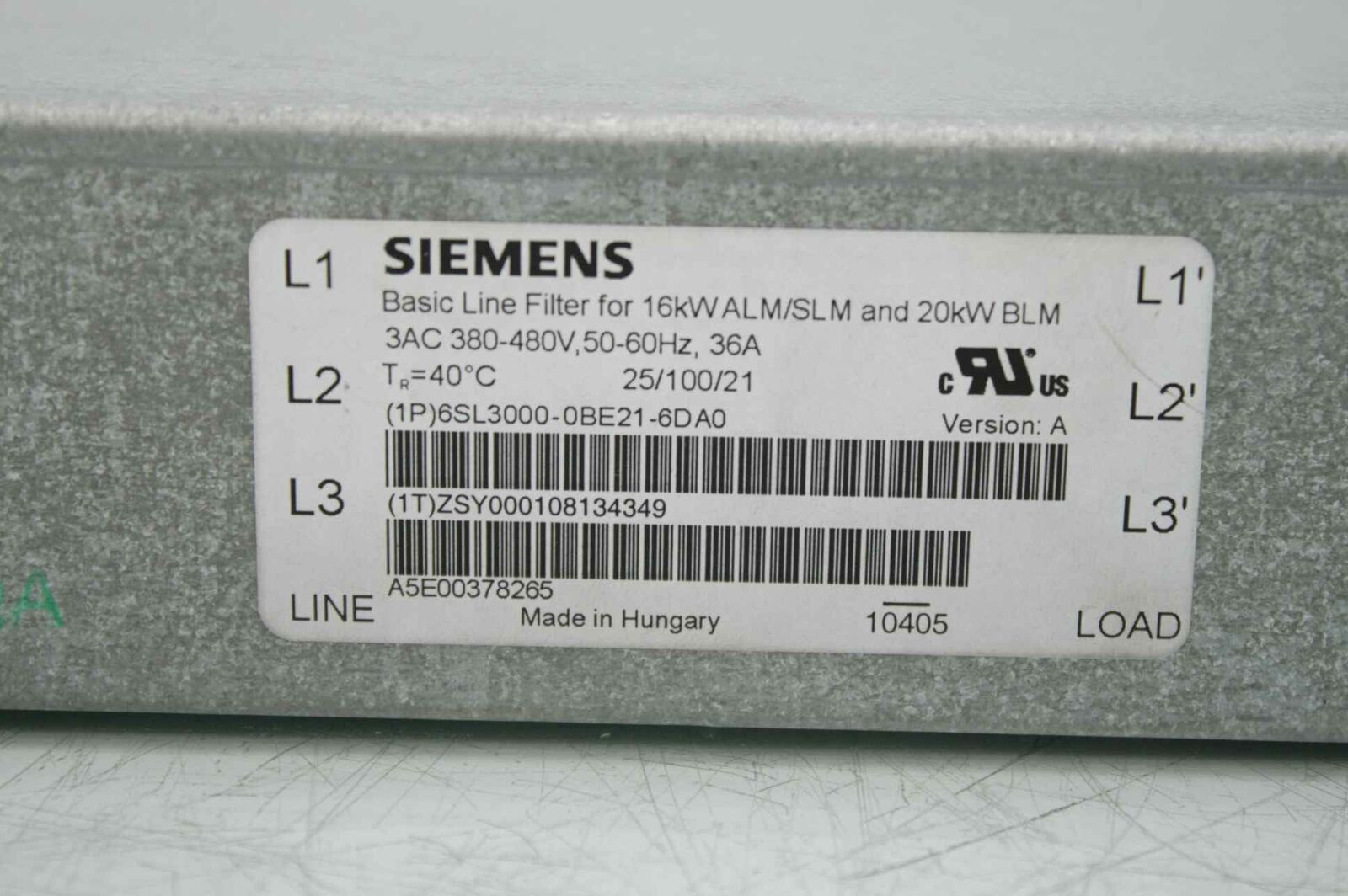 Details about   Basic Line Filter for 16kW ALM/SLM and 20kW BLM 6SL3000-0BE21-6DA0 