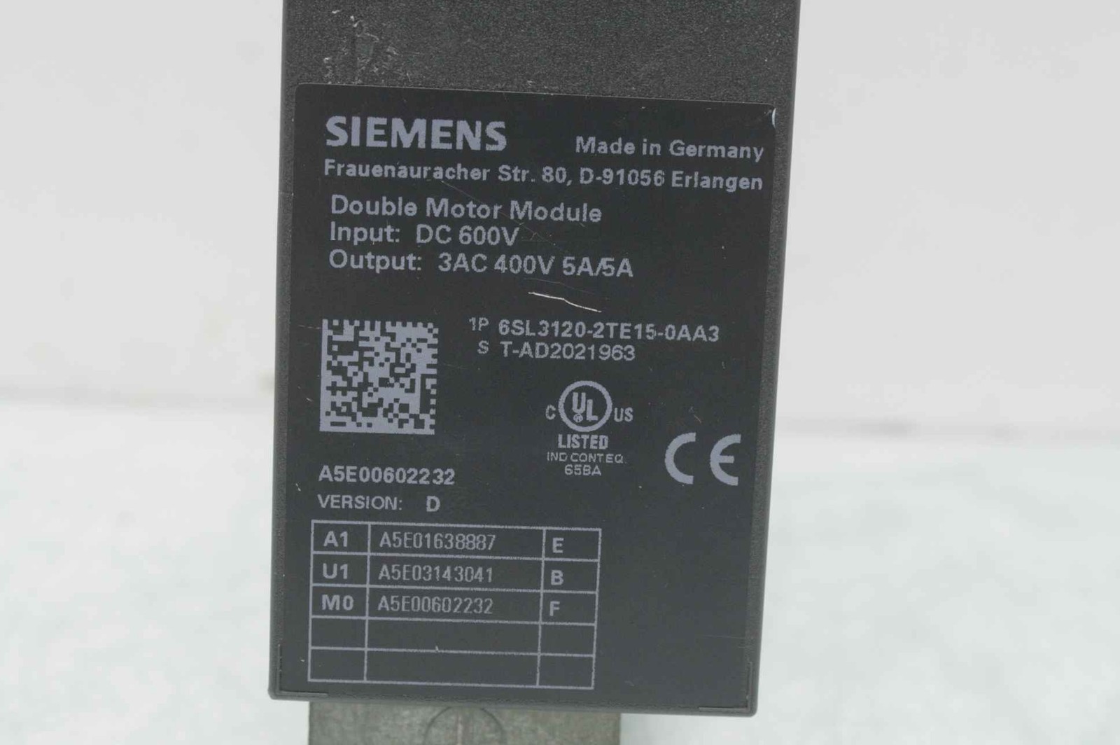 Siemens Sinamics 6SL3120-2TE15-0AA3 Double Motor Module S120 - Used - Image 3