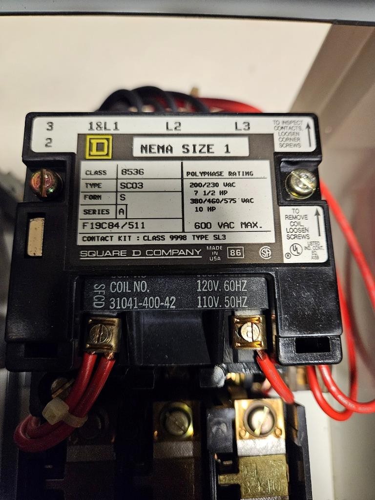 Square D Model 6 MCC FVNR 10 HP Motor Starter Bucket 12" Nema Size 1 8536-SC03 - Used - Image 4